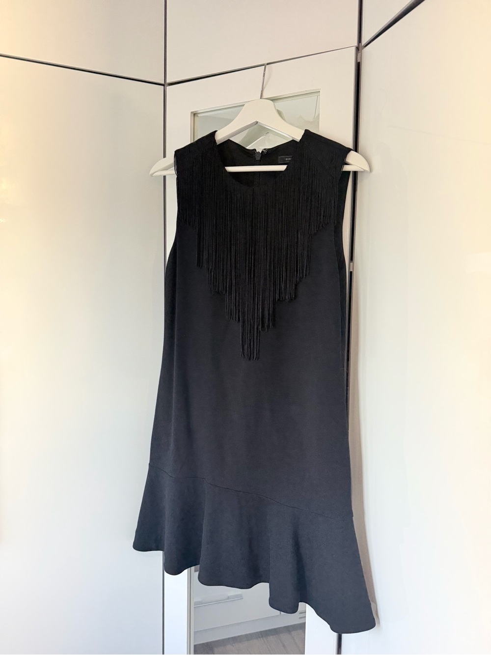 BCBG Black Fringe Detail Sleeveless Dress